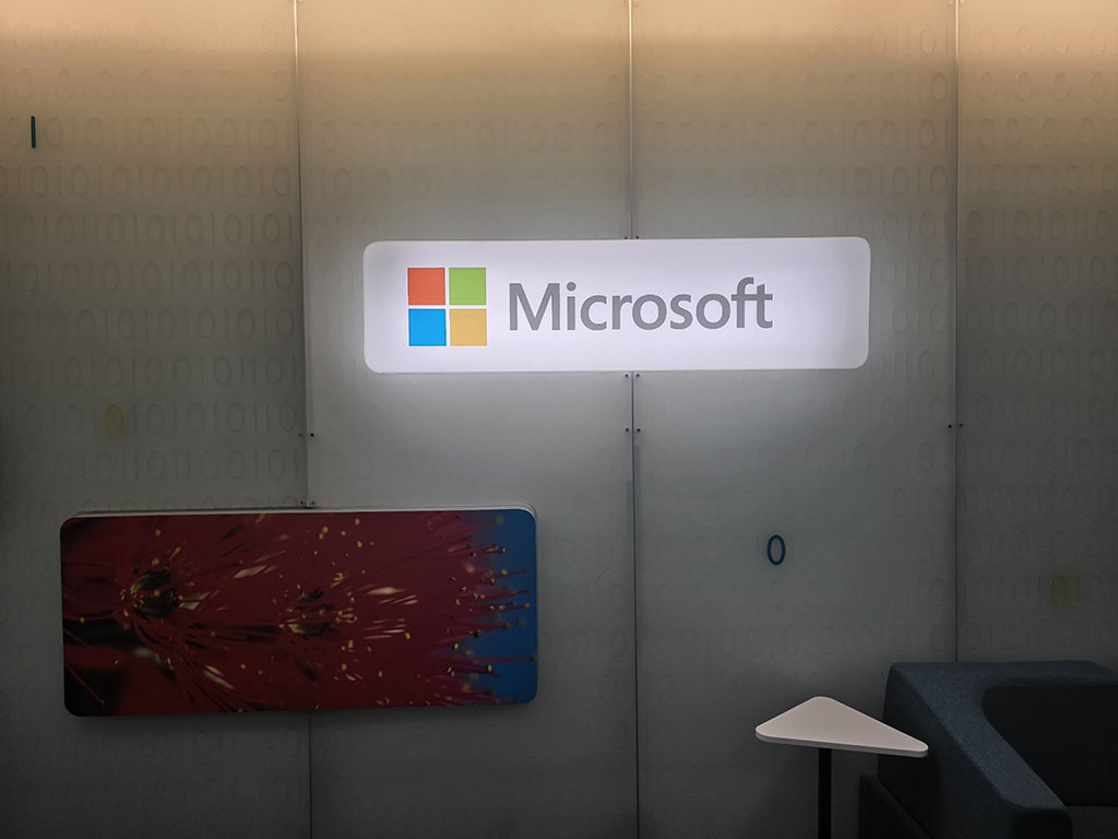 Microsoft Auckland office branding wall